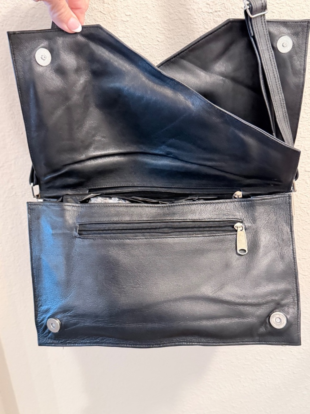 Artisan Black Leather Egyptian Hand-Tooled Embossed Crossbody Bag - Picture 10 of 14
